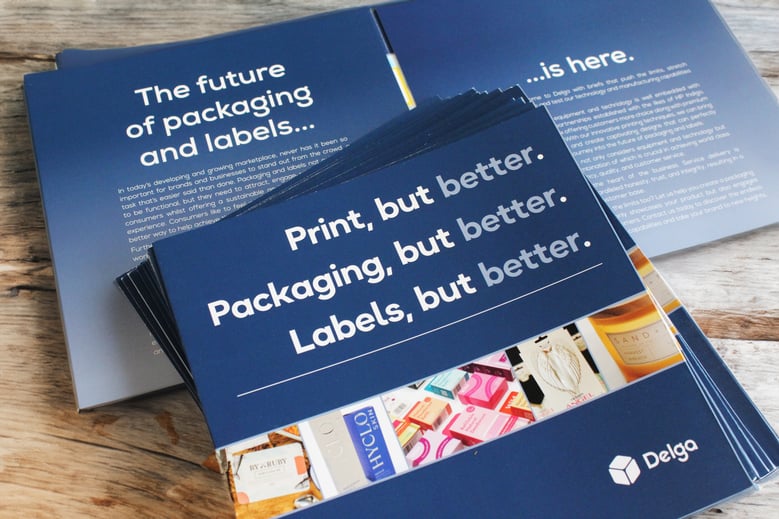 Delga - The Future is Here Brochures on a wooden table